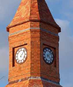 The Anzac inscribed clock tower.